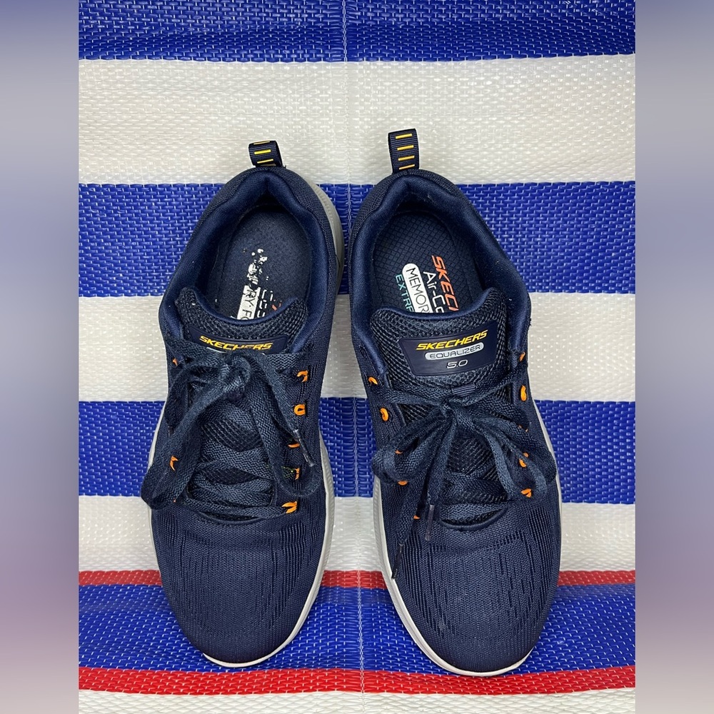 Skechers Track Moulton Shoes Mens Navy Blue Memory Foam Washable Sneakers 10.5 - Picture 14 of 16